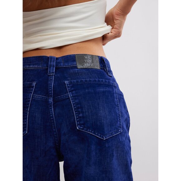 FREE PEOPLE We The Free Tinsley Baggy High Rise Flocked Jeans / Twilight Blue - Picture 14 of 15